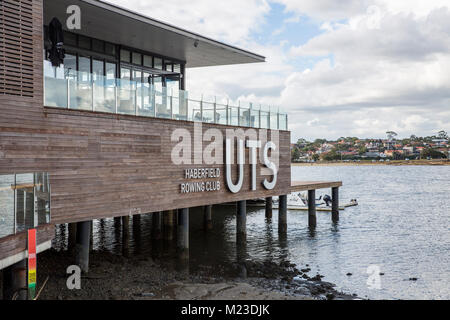 Die UTS Haberfield Rowing Club in Sydney am Ufer des Parramatta River, Haberfield, Sydney, Australien Stockfoto