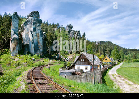 Kalkstein Adersbach rock Stadt - Nationalpark von adersbach - Teplitzer Felsen, Ostböhmen, Tschechische Republik Stockfoto