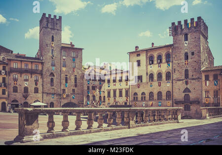 Piazza Grande der wichtigste Platz der Toskana Arezzo Stadt, Italien Stockfoto