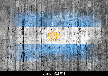 Argentinien Flagge bemalt auf Hintergrund Textur grauer Beton Stockfoto