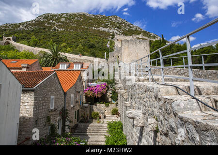 Die große Mauer von Kroatien in Ston, Kroatien Stockfoto