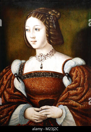 Portrait von Isabella von Portugal (1503-1539). Stil der Meister der weiblichen Hälfte-Längen. Öl auf Leinwand, 16. Stockfoto
