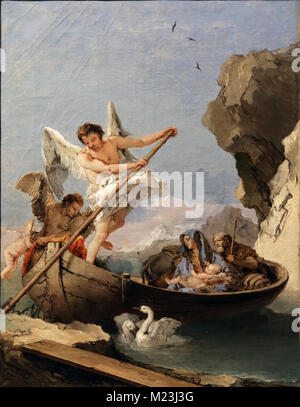 Flucht nach Ägypten von Giambattista Tiepolo (1696-1770). Öl auf Leinwand. Zwischen 1765 und 1770 gemalt. Museu Nacional de Arte Antiga. Stockfoto