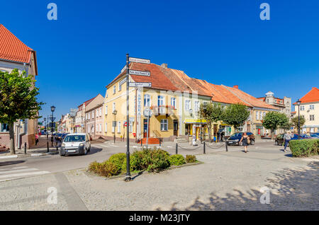 Rathaus am Marktplatz in Dzialdowo (dt.: Soldau), Woiwodschaft Ermland-Masuren, Polen, Europa. Stockfoto