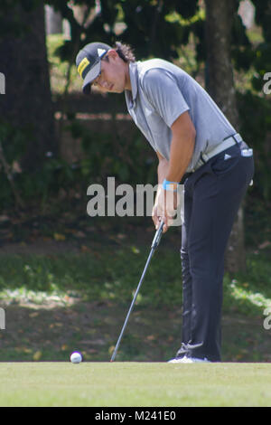 Shah Alam, Kuala Lumpur, Malaysia. 4 Feb, 2018. Gavin Grün ist zu Maßnahmen auf den letzten Tag des Maybank Meisterschaft 2018 gesehen. Die Maybank Meisterschaft 2018 golf event vom 1. bis 4. Februar ist am Saujana Golf & Country Club bewirtet wird. Credit: Faris Hadziq/SOPA/ZUMA Draht/Alamy leben Nachrichten Stockfoto