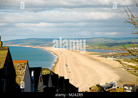 Chesil Beach, Dorset. 4. Februar 2018 - sonnig, aber beißend kalten Bedingungen entlang Chesil Beach in Dorset, am Sonntag Credit: stuart Hartmut Ost/Alamy leben Nachrichten Stockfoto