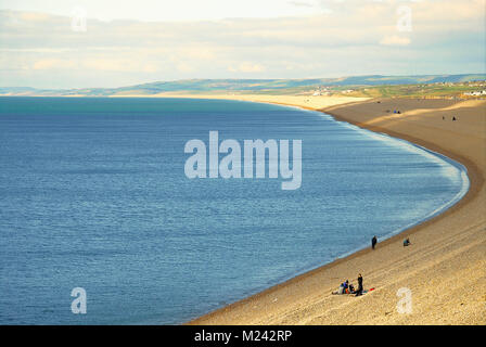 Chesil Beach, Dorset. 4. Februar 2018 - Menschen machen den Sonnenschein entlang Chesil Beach, Portland, trotz der beißend kalten Norden wind Credit: stuart Hartmut Ost/Alamy leben Nachrichten Stockfoto