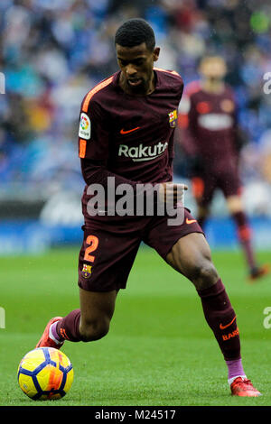 4. Februar 2018, Cornella-El Prat, Cornella de Llobregat, Barcelona, Spanien; La Liga Fußball, Espanyol vs Barcelona; Nelson Semedo Stockfoto