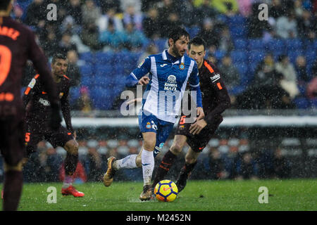 4. Februar 2018, Cornella-El Prat, Cornella de Llobregat, Barcelona, Spanien; La Liga Fußball, Espanyol vs Barcelona; Granero läuft vorwärts Stockfoto