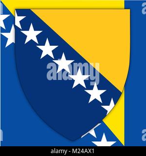 Bosnien und Herzegowina Wappen und Flagge, offiziellen Symbole der Nation Stock Vektor