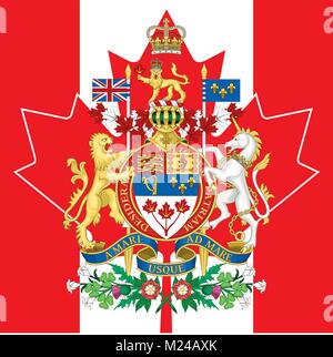 Kanada Wappen und Flagge, offiziellen Symbole der Nation Stock Vektor