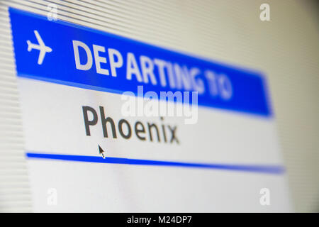 Bildschirm in der Nähe der Flug nach Phoenix Stockfoto