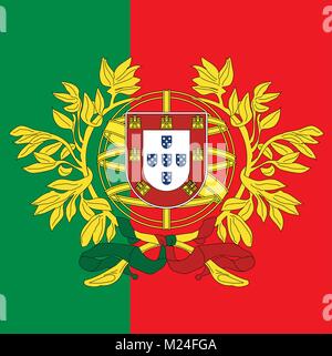 Portugal Wappen und Flagge, offiziellen Symbole der Nation Stock Vektor