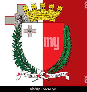Malta Wappen und Flagge, offiziellen Zeichen des Landes Stock Vektor