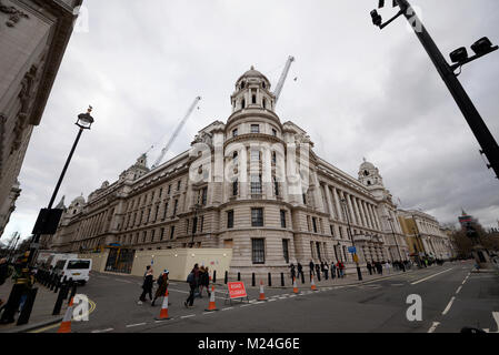 Alte Bürogebäude London Sanierung zu Luxus Hotel & Residence von Raffles erste Eigenschaft des Konzerns in Großbritannien betrieben. Bau Stockfoto