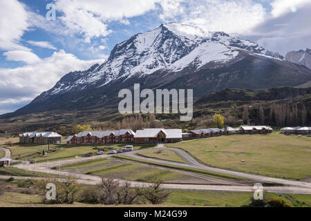 Hotel Las Torres im Torres del Paine Nationalpark, Chile Stockfoto