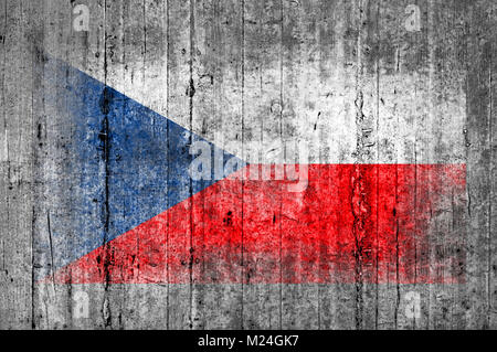 Tschechische Republik Flagge bemalt auf Hintergrund Textur grauer Beton Stockfoto