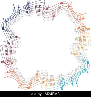 Grenze Vorlage mit bunten musicnotes Abbildung Stock Vektor