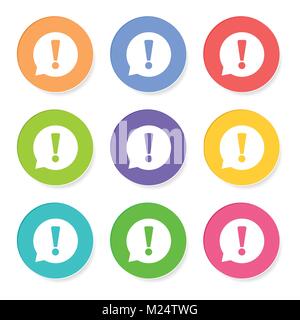 Ausrufezeichen Vector Illustration im flachen Stil auf weißem Hintergrund. Rede Symbol für Web site Design, Logo, App, Ui. Stock Vektor