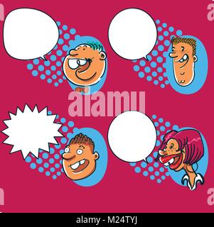 Cartoon Köpfe und leere Sprechblasen Stock Vektor