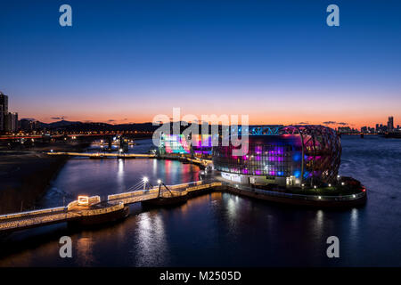 Nacht Blick auf einige Sevit (Hangang schwimmende Insel) in Seoul, Südkorea Stockfoto