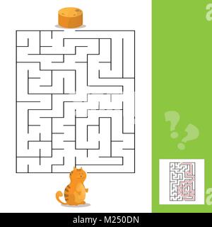 Cartoon von Pfaden oder Labyrinth Puzzle Aktivität Spiel mit Kätzchen und Pfannkuchen Stock Vektor