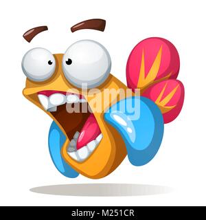 Verrückt, funne, cute cartoon Fisch. Stock Vektor