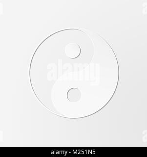 White Paper cut Yin Yang Symbol Symmetrie Stock Vektor