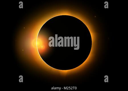 Volle Sonnenfinsternis Phänomen. Vector Illustration für Design Stock Vektor