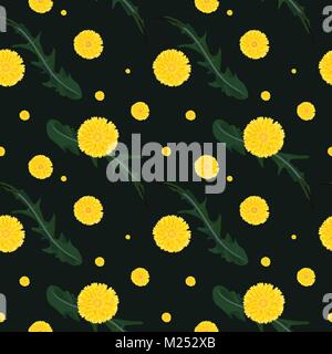 Nahtlose floralen Muster. Löwenzahn Elemente Hintergrund. Pflanzen Textur für Design Stock Vektor