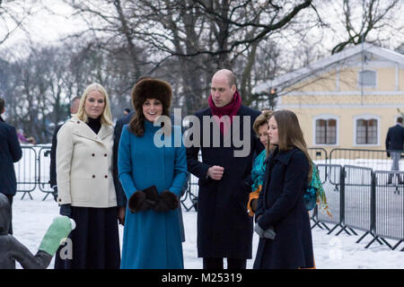 Der Herzog und die Herzogin von Cambrigde besuchen Sie Norwegen, Februar 2018 Stockfoto