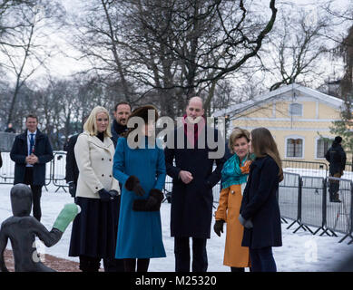 Der Herzog und die Herzogin von Cambrigde besuchen Sie Norwegen, Februar 2018 Stockfoto