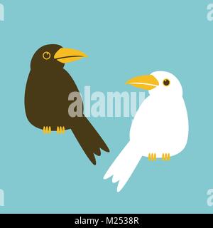 Crow cartoon Vektor-illustration Flat Style White crow Stock Vektor