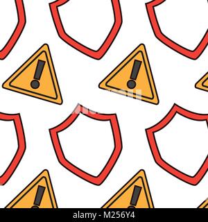 Nahtlose Muster schutzplatte Warnung Digitale Stock Vektor