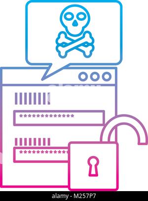 Sprechblase Gefahr Schädelknochen Fehler cyber Stock Vektor
