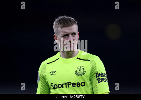 London, Großbritannien. 3 Feb, 2018. Jordan Pickford (E) im Arsenal v Everton englische Premier League Match, das Emirates Stadium, London, am 3. Februar 2018 ** DIESES BILD IST FÜR DIE REDAKTIONELLE VERWENDUNG ** Quelle: Paul Marriott/Alamy leben Nachrichten Stockfoto