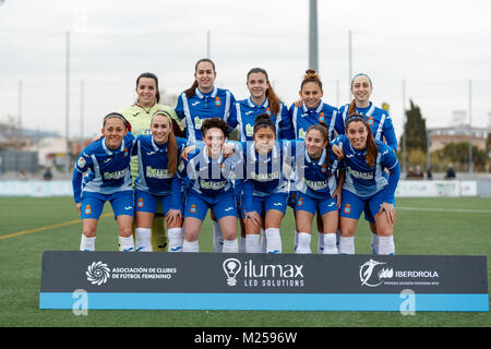 Barcelona, Spanien. 4. Februar 27., 2018. Gleiches von der spanischen Frauen Fußball-Liga zwischen RCD Espanyol und sportlichen Huelva. Credit: UKKO Images/Alamy leben Nachrichten Stockfoto