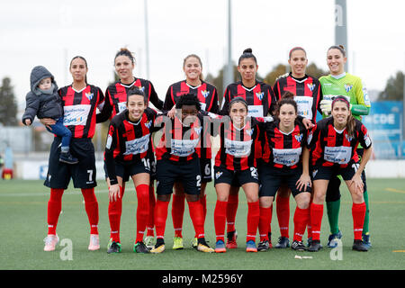 Barcelona, Spanien. 4. Februar 27., 2018. Gleiches von der spanischen Frauen Fußball-Liga zwischen RCD Espanyol und sportlichen Huelva. Credit: UKKO Images/Alamy leben Nachrichten Stockfoto