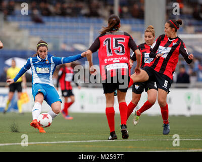 Barcelona, Spanien. 4. Februar 27., 2018. Gleiches von der spanischen Frauen Fußball-Liga zwischen RCD Espanyol und sportlichen Huelva. Cristina Baudet. Credit: UKKO Images/Alamy leben Nachrichten Stockfoto