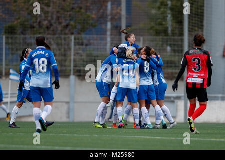 Barcelona, Spanien. 4. Februar 27., 2018. Gleiches von der spanischen Frauen Fußball-Liga zwischen RCD Espanyol und sportlichen Huelva. Credit: UKKO Images/Alamy leben Nachrichten Stockfoto