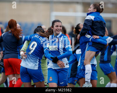 Barcelona, Spanien. 4. Februar 27., 2018. Gleiches von der spanischen Frauen Fußball-Liga zwischen RCD Espanyol und sportlichen Huelva. Berta Pujadas. Credit: UKKO Images/Alamy leben Nachrichten Stockfoto