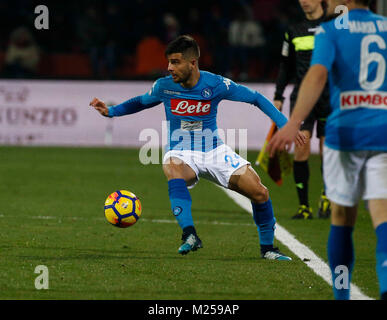 Benevento, Italien. 4. Februar, 2018. Lorenzo Insigne während der italienischen Serie A Fußball Spiel, zwischen Benevento und Neapel an der Vigorito Stadion in Benevento Italien, Februar 04, 2018 Credit: agnfoto/Alamy leben Nachrichten Stockfoto