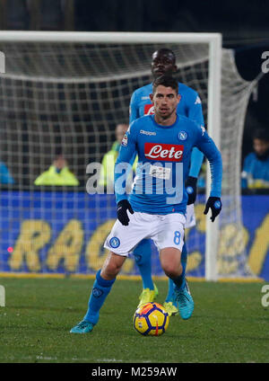 Benevento, Italien. 4. Februar, 2018. Jorginho während der italienischen Serie A Fußball Spiel, zwischen Benevento und Neapel an der Vigorito Stadion in Benevento Italien, Februar 04, 2018 Credit: agnfoto/Alamy leben Nachrichten Stockfoto