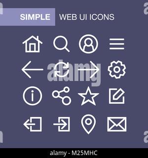 Einrichten von Web- und Mobile Application Icons für einfache Flat Style ui Design. Stock Vektor