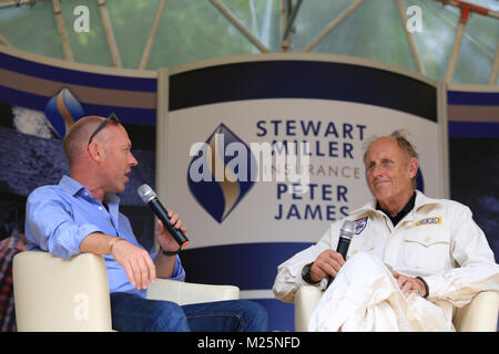 Hans-Joachim Stuck von Toby Moody in Shelsley Walsh Hill Climb 2016 interviewt Stockfoto