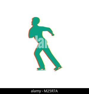 Männer Eiskunstlauf. Isolierte glitch Symbol Stock Vektor