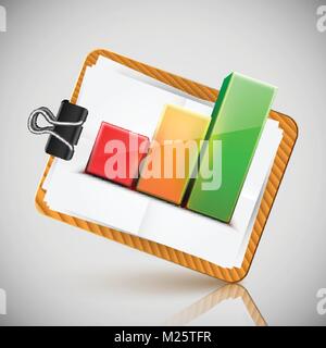 Vector Illustration eines Dokument Tabelle mit einem 3D-Diagramm Stock Vektor