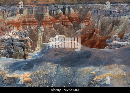 Säulen, Farben, Streifen und Schichten der Coal Mine Canyon in Arizona. USA Stockfoto