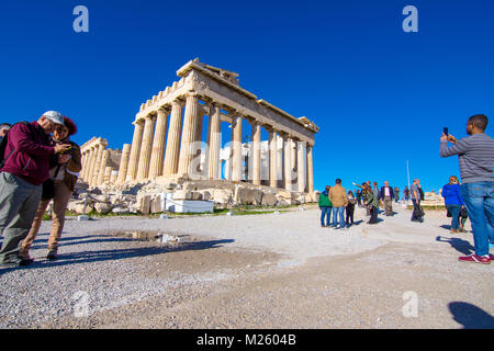 Parthenon-Tempel auf der Akropolis in Athen, Griechenland Stockfoto