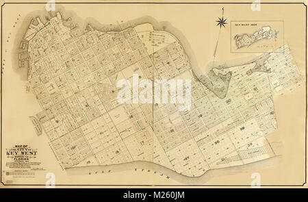 Historische Karte von Key West, Florida circa 1906. Stockfoto